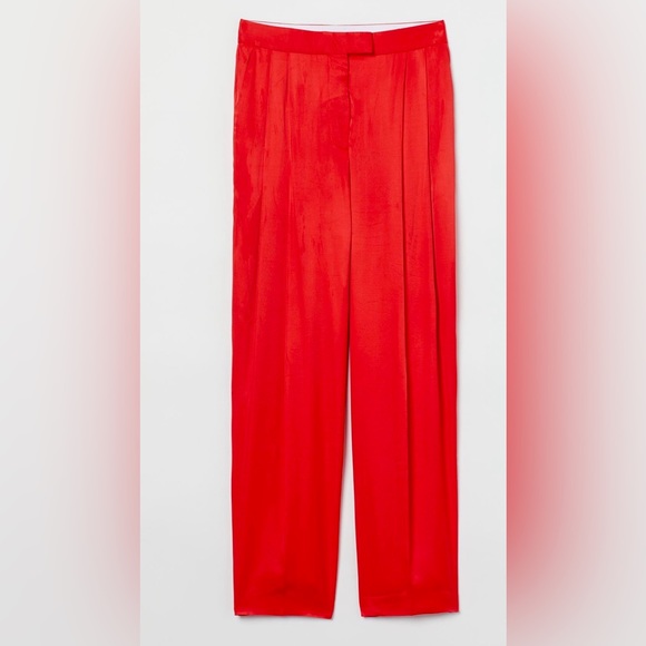 H&M Pants - Bright Red Pants with shine and Sheen. High waist